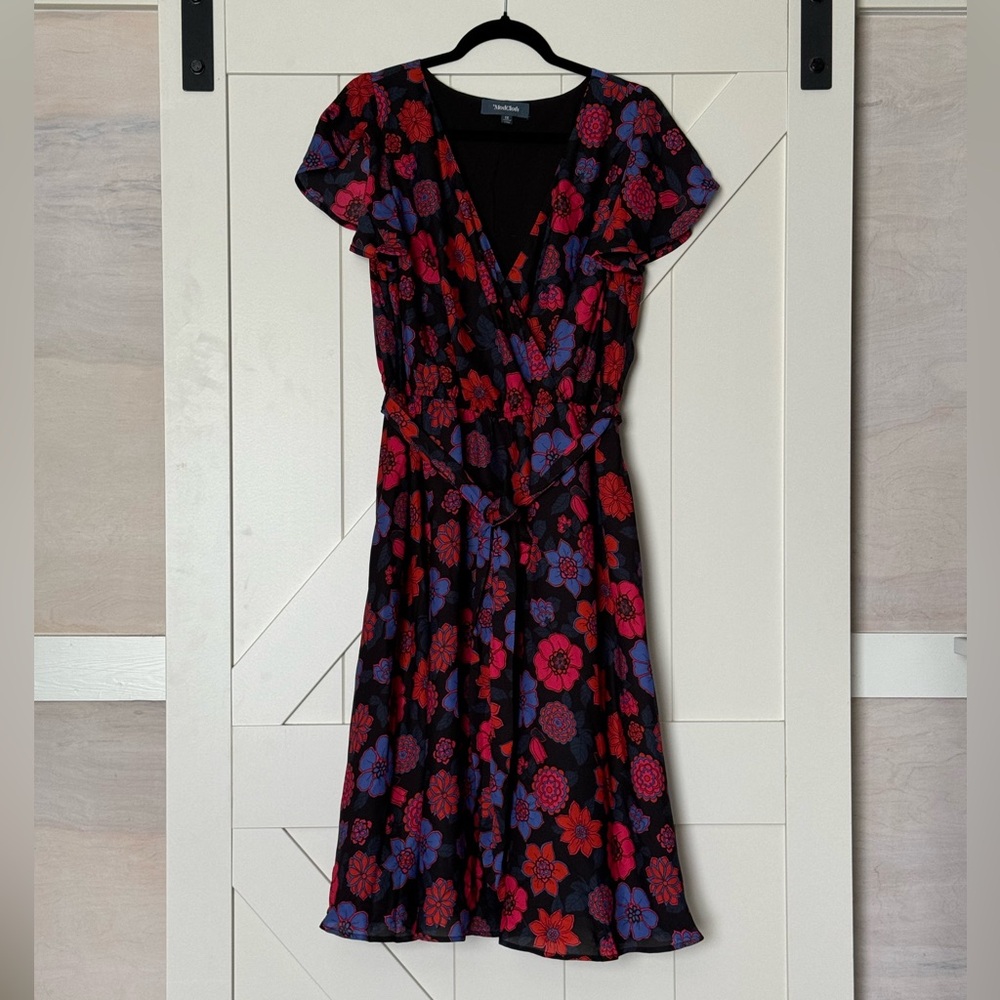 Bright floral v neck dress